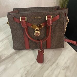 Genuine Signature and Leather Small Handbag